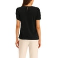thumbnail image 3 of INSPIRE CHIC Women's Choker V Cut-Out Split-Neck Blouse Casual Slashed Cuffs Top XS Black, 3 of 6
