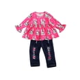 thumbnail image 2 of Little Girl Cartoon Pattern Print Round Neck Long Sleeve Tops+Ripped Jeans, 2 of 7