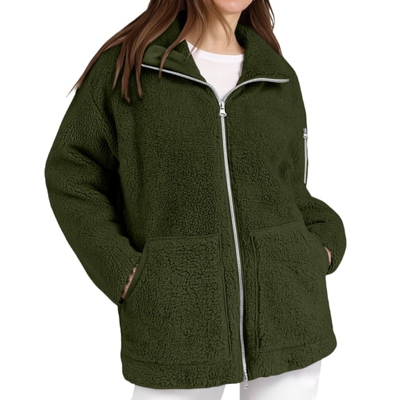 Breezora Women's Warm Thick Winter Jacket with Two Way Zip and Multiple Pockets for Leisure Activities and Cold Weather Protection L Size Blackish Green