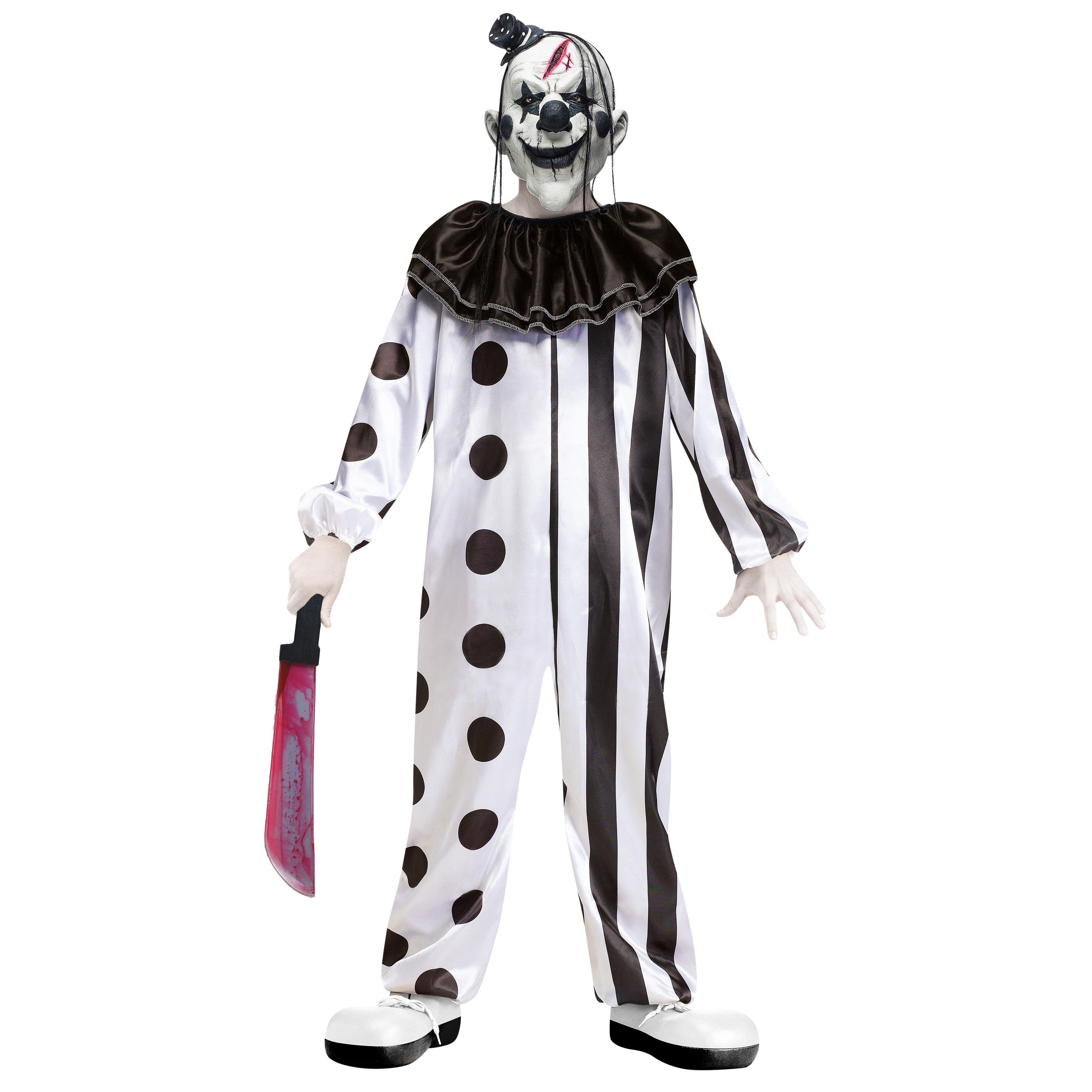 Killer Clown Halloween Costume for Children, Black and White, Boy's Size L (10/12), by Way to Celebrate
