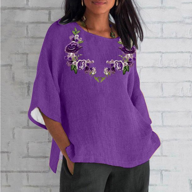 Fiudx Camisas de Mujer Blusa Holgada con Estampado de Manga 3/4 para Mujer, Estilo Informal, con Estampado de Alzheimers