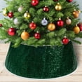 thumbnail image 5 of Christmas Tree Collar with Sparkling Sequin Tree Skirt 23.6in Round Sparkle Christmas Tree Base Velvet Tree Skirts Xmas Tree Trunk Cover for Holiday Christmas Home Decor (Green), 5 of 7