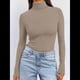 thumbnail image 5 of Camisetas de Larga para Mujer, Ropa Interior Térmica Básica de Otoño, Ropa de Invierno Caqui XXL, 5 of 10