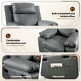 thumbnail image 6 of Muumblus Swivel Rocker Recliner with Heat and Massage, Power Recliner Lounge Chair for Living Room, Gray Faux Leather, 6 of 9