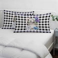 thumbnail image 4 of Easter Pillow Covers Queen, Spring Bunny Botanical Blooms Flowers Black Plaid Soft Brushed Microfiber Breathable Throw Pillow Covers, Decorative Pillowcase with Zipper for Couch Sofa Bedroom 20"x30", 4 of 9