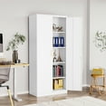 thumbnail image 3 of Fesbos Metal Garage Storage Cabinet with 2 Doors and 4 Adjustable Shelves, 71 Inches Tall White Steel Locking Tool Cabinets for Office, Home, Garage, Gym, School, Warehouse, 3 of 12