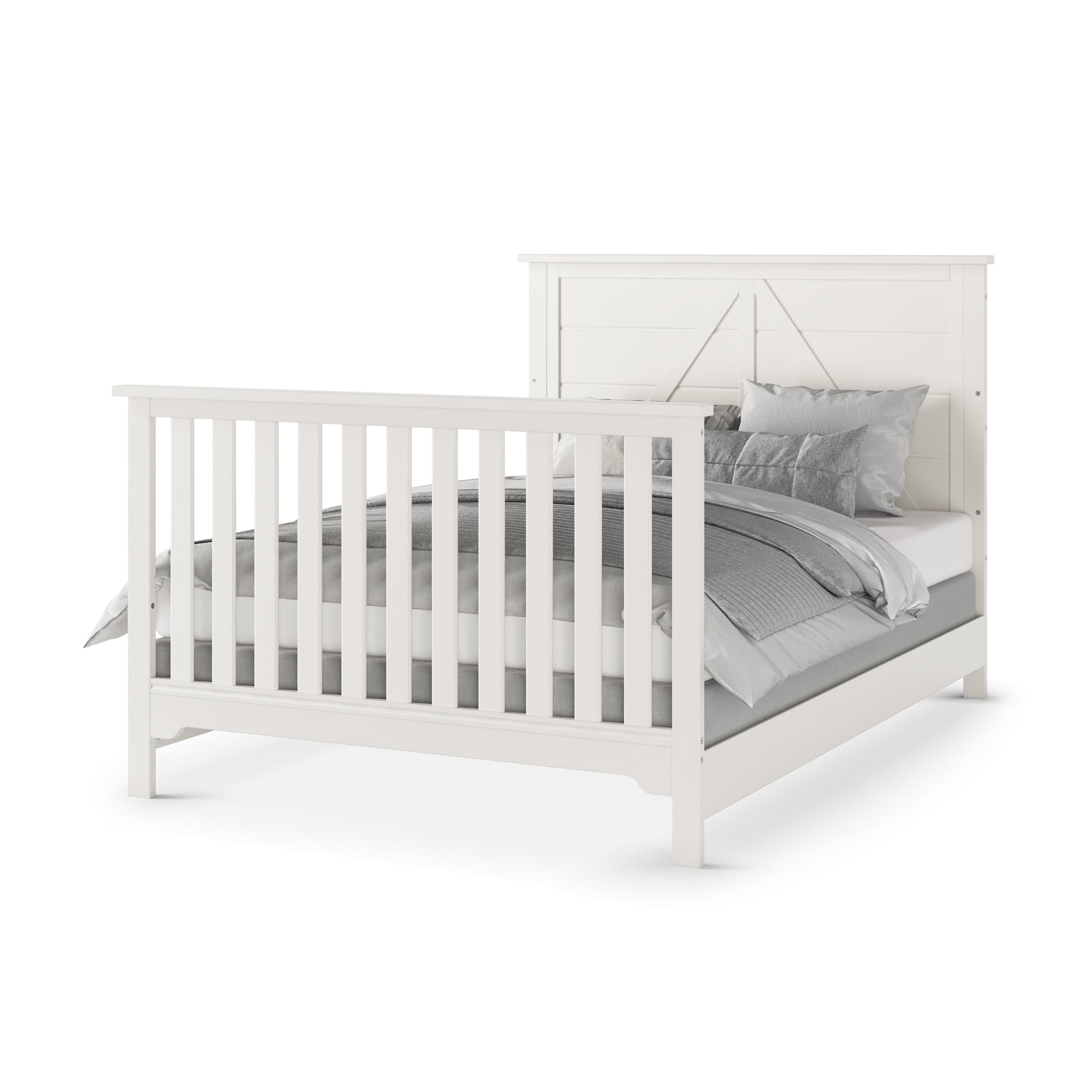 Child Craft Full-Size Bed Rail Conversion Kit, Converts 4-in-1 Crib to Bed, Pine Wood, Matte White
