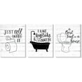 thumbnail image 2 of 3 Pieces Funny Bathroom Canvas Wall Art Bathroom Quotes on Retro Wood Style Artwork Black and White Toilet Bathtub Bath Set Poster Print for Restroom Farmhouse Bath Bathroom Decor, 2 of 5