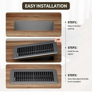 Black Premium Steel Adjustable 4 x 10 Floor Register Vent Cover 6-Pack for Home