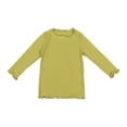 thumbnail image 2 of Dyfzdhu Toddler Girl Solid Color T Shirt Wavy Selvedge Long Sleeve Crew Neck Top 0-6 Years, 2 of 4