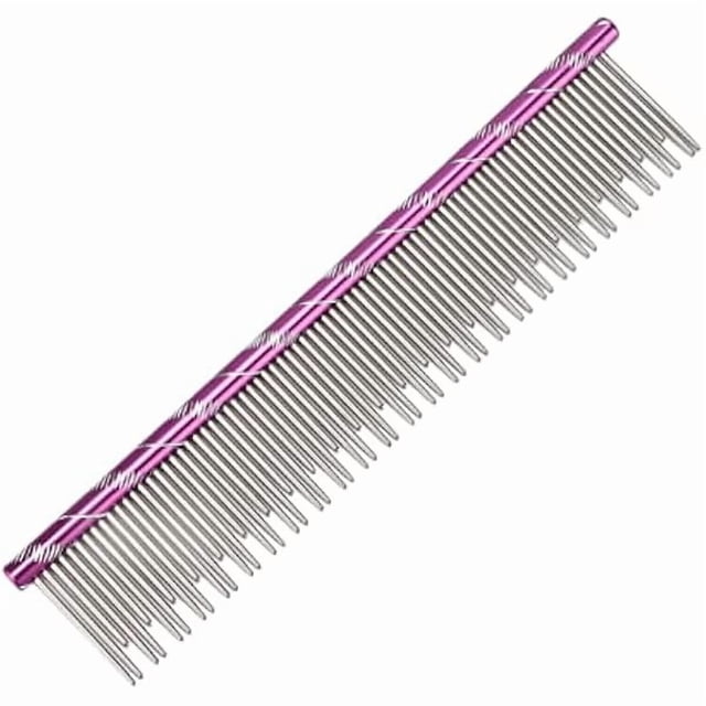 WOPB Peigne d'Épilation pour Animaux de Compagnie Réutilisable Confortable en Acier Inoxydable pour Toilettage de Chat Peigne d'Épilation pour Animaux de Compagnie en Acier Inoxydable Peigne à Nœud Ouvert Peigne de Toilettage (Volet)