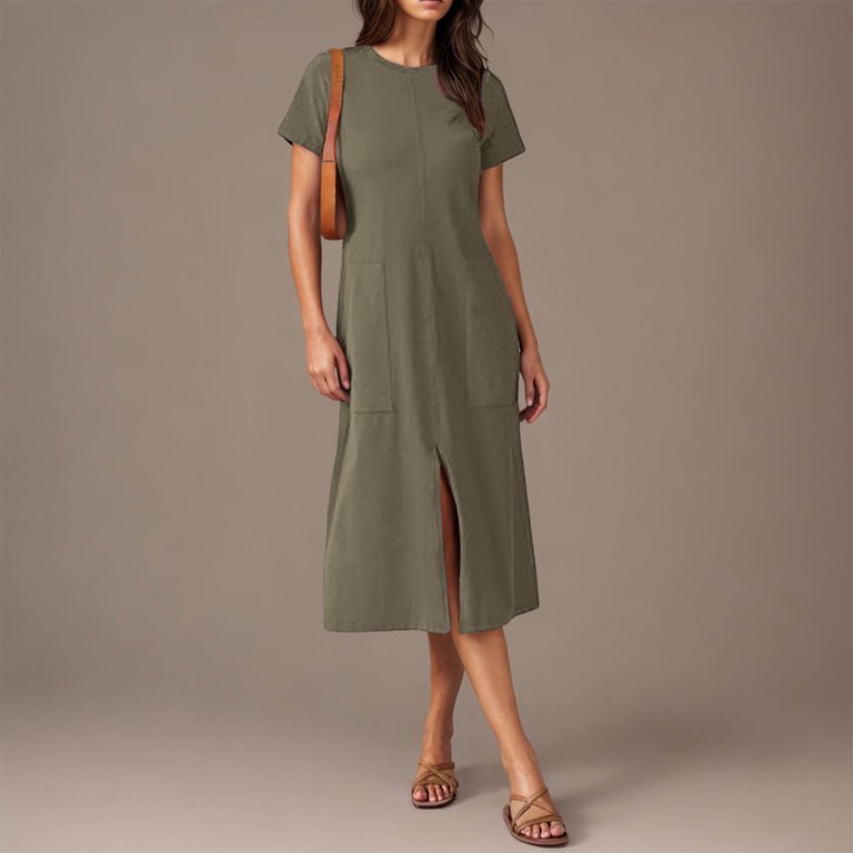 chinese dress ladies Mulberry Handspun Cotton Maxi Skater Dress 46" / Tall (5'7" and above)