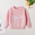 thumbnail image 2 of CAUYDY Toddler Baby Boy Girl Sweater Embroidered LOVE Outfits Long Sleeve Pullovers Fall Winter Clothes(L101-Blue,3-4 Y), 2 of 9