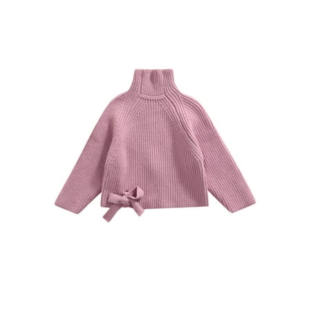 

Toddler Infant Girls Knit Sweaters Solid Color Long Sleeve Mock Neck Pullover Sweatshirt Fall Winter Clothes