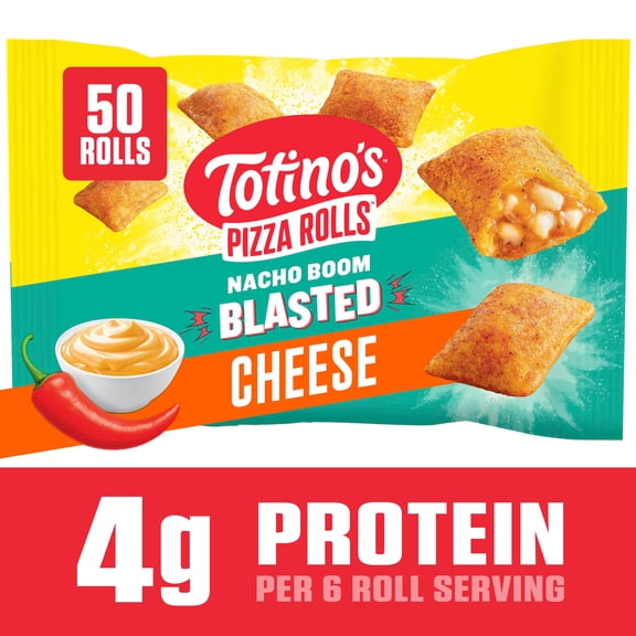 Totino's Pizza Rolls, Nacho Boom Blasted Cheese, Frozen Appetizers, 50 Rolls, 25.2 oz