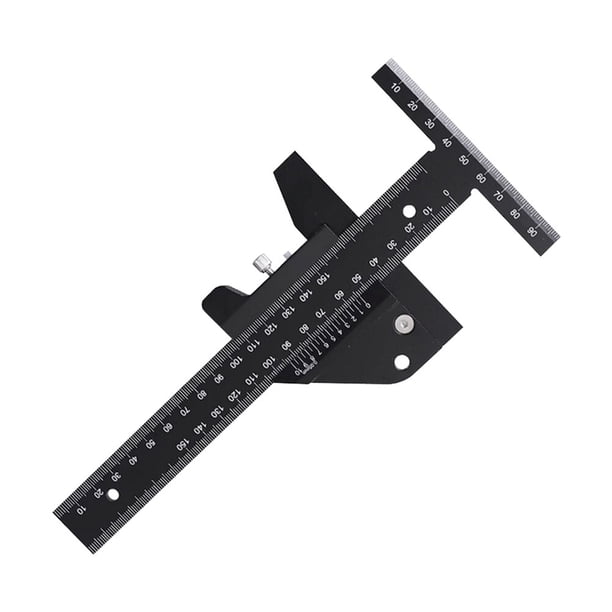 Calibrador de marcado múltiple de aleación de aluminio, herramientas de medición de trazado cuadrado en T, medidor de límite extraíble, marca de carpintero, regla en T, herramienta de medición Fivean unisex