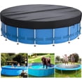thumbnail image 1 of Cubierta redonda para piscina, cubiertas solares para piscinas de 6 pies para piscinas sobre el suelo,cubierta para piscina con cordón para mejorar (negro), 1 of 5