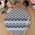 thumbnail image 3 of Ombre Blue Grey Round 13 Inch Placemats Set of 6, Modern Abstract Waves Morocco Striped HeatResistant Non Slip Place Mats for Dining Table, Wipeable Braided Kitchen Table Mats for Housewarming, 3 of 9