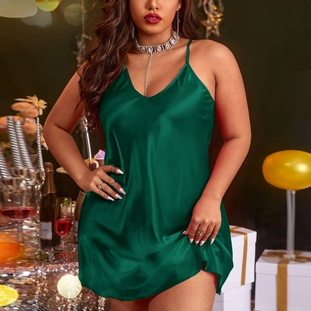 

Sayhi Sleep Dress for Women Pajama Strap Backless Soft Nightgowns Nightdress Chemise Sleepwear Casual Loungewear Green XXXXL