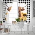 thumbnail image 5 of Yellow Sunflowers Yak Blackout Curtains for Bedroom, Black White Checkered Pastoral Buffalo Thermal Insulated Kitchen Drapes with Grommets, Light Blocking Window Treatment, 2 Panels 42" x 54", 5 of 7
