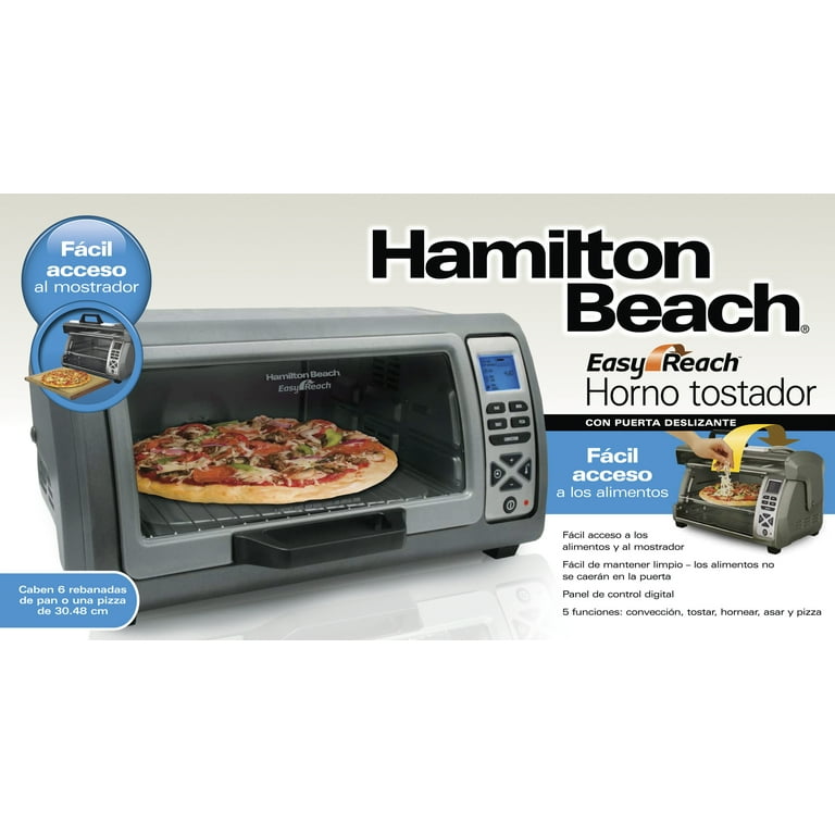 Hamilton Beach Easy Reach 1400 W 6-Slice Grey Toaster Oven with Roll Top Door Silver 31127D