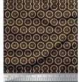 thumbnail image 1 of Soimoi Brown Japan Crepe Satin Fabric Lemon Slice Block Printed Fabric 1 Yard 42 Inch Wide, 1 of 5