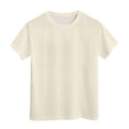 thumbnail image 4 of eileial Girls Shirts Cotton Short Sleeve Shirts for Girls Kids T-Shirts Tees Summer Tops,Beige 11-12 Years, 4 of 6