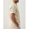 thumbnail image 4 of Mens Linen Henley Shirts Short Sleeve Casual Summer Beach T-Shirts Breathable Cotton Blend Lightweight Classic Fit Tee Apricot 2XL, 4 of 7