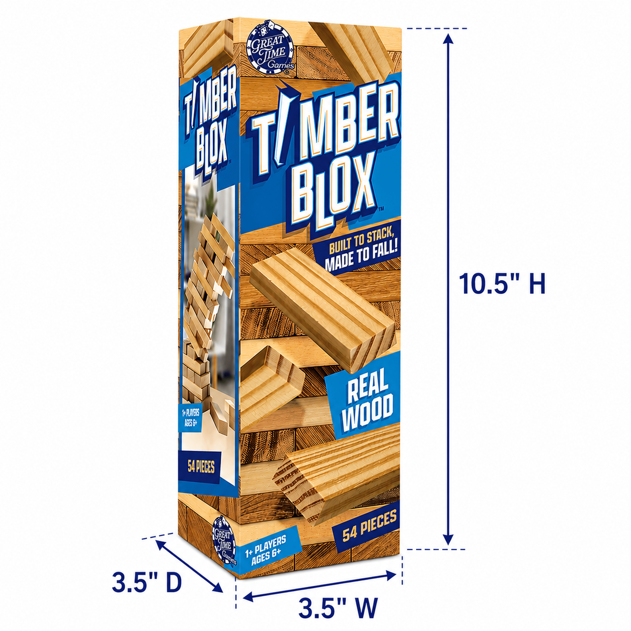 Timber Blox Wooden Stacking Game for Kids and Adults by Great Time Games (Walmart Exclusive)