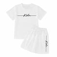 thumbnail image 7 of XIYON Girls Clothing Sets Casual Unisex Letter Print Top And Shorts For Kids Cozy Loose Fit Outfit Everyday Wear Street Style For Boys Girls Fashion Cute Clothes Sets, 7 of 7