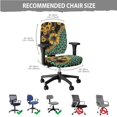 thumbnail image 5 of FKELYI 2 Piece Office Chair Slipcovers with Armrest Covers Green Sunflower Leopard Print Stretch Fabric Swivel Chair Cover for Computer Chair Armchair Washable Protector, 5 of 7