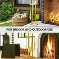 thumbnail image 3 of Outsunny Fireplace Tools Set Indoor Outdoor 5 Piece Heavy Duty Metal Fireplace Accessories Set with Brush Broom,Poker,Shovel,Tongs and Stand for Chimney,Gold,Gold Metal, 3 of 9