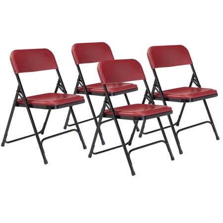 (Pack of 4) NPS 800 Series Premium Lightweight Plastic Folding Chair Burgundy