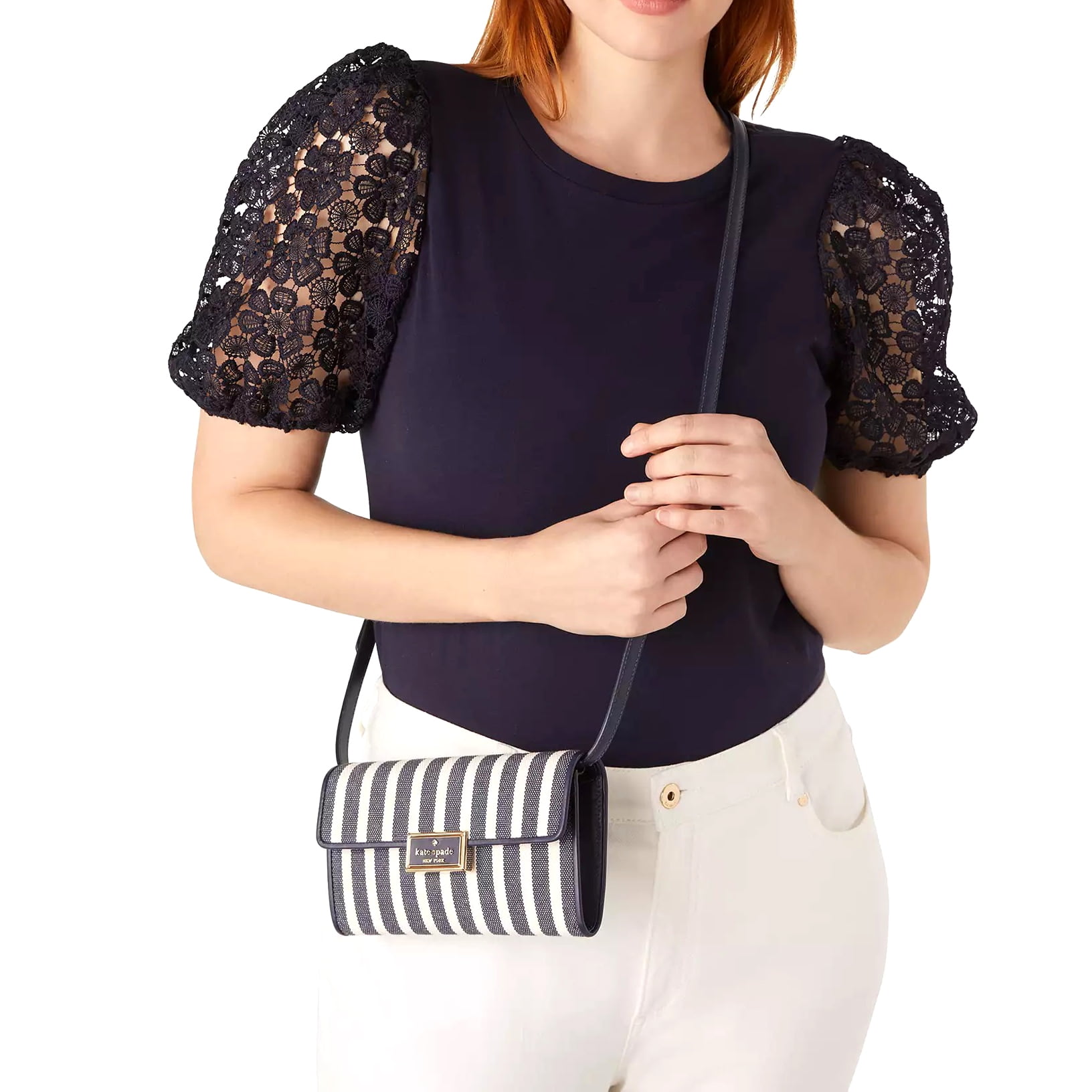 Kate Spade New York Women's Reegan Canvas Wallet Crossbody Bag (Blue Multicolor)