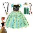 thumbnail image 2 of Vestido de princesa Anna de Frozen para niñas, traje clásico Floral de malla corta para baile de graduación, Cosplay de Halloween, disfraces de fiesta de reina de la nieve, 2021 Fivean unisex, 2 of 2