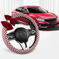 thumbnail image 3 of Houndstooth Bow Steering Wheel Covers Cute Beautiful Bow Pretty Steering Wheel Cover for Women Universal Fit 14.5-15 Inches Car Steering Wheel, Bow-Red, 3 of 7