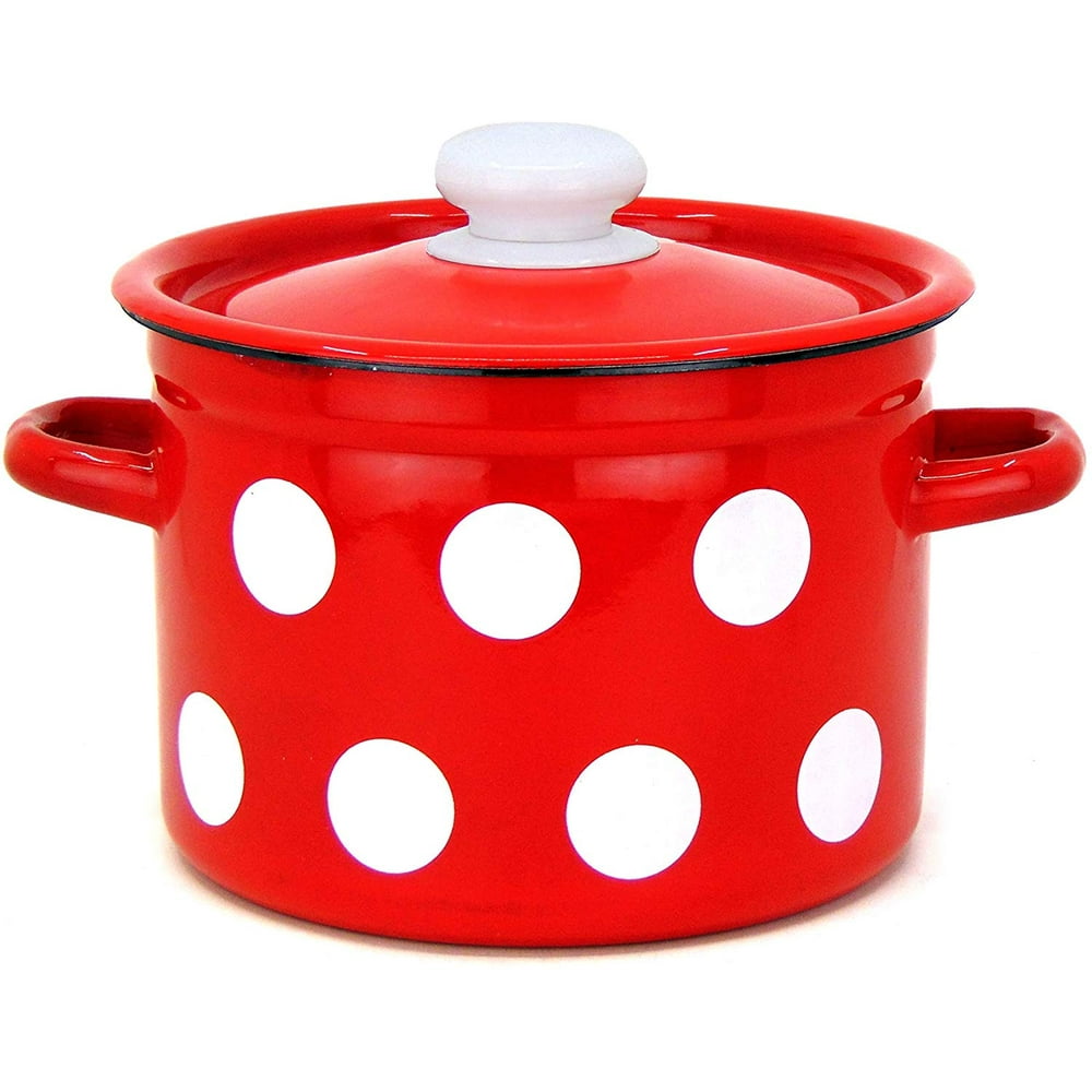 Idilia Enamel Cylindrical Pot, Enamel Cookware, Enamel Steel Pot with