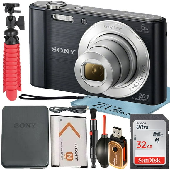 Sony Cyber-shot DSC-W810 Digital Camera ( Black ) + Spider Tripod + 32GB Memory Card + ZeeTech Cloth