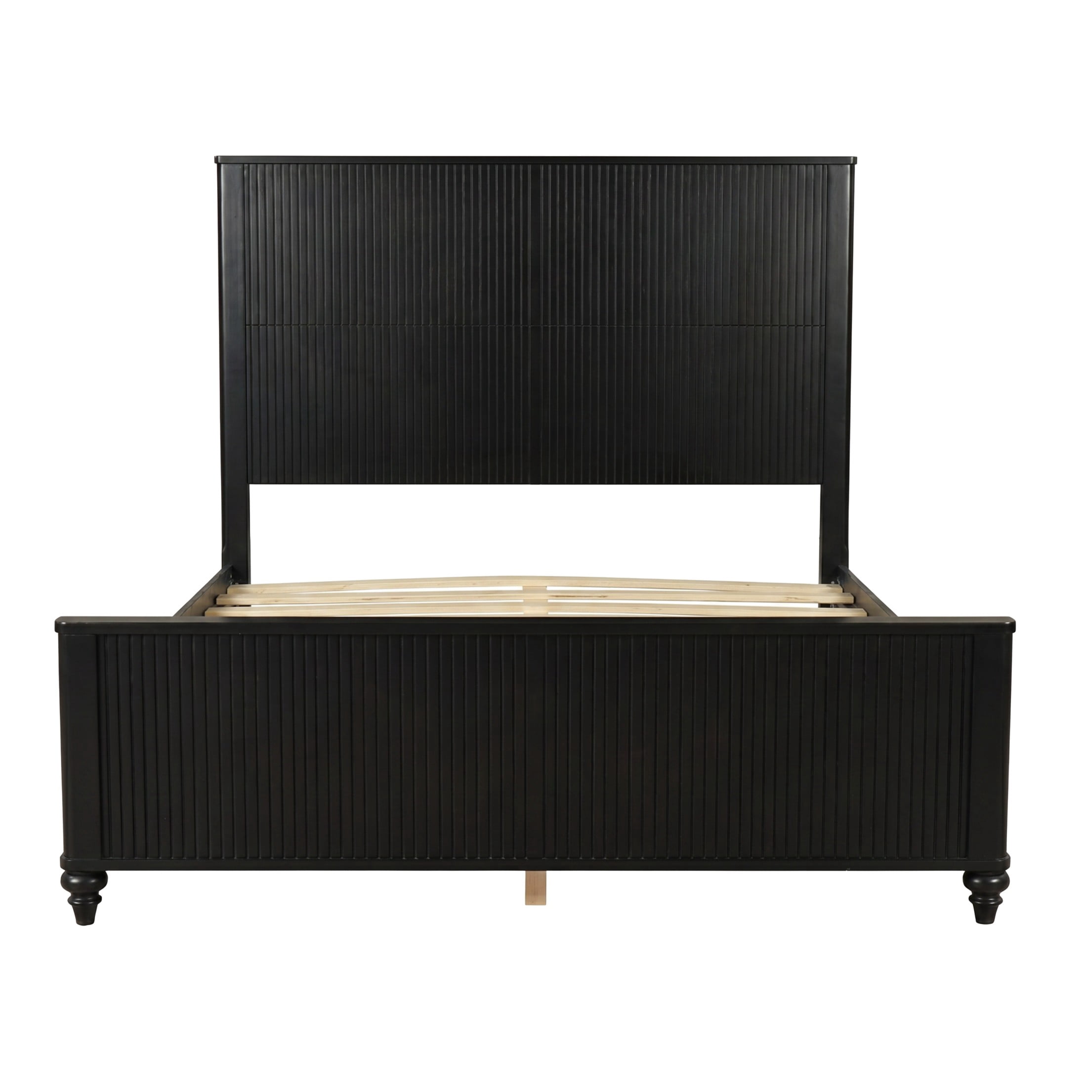 Christopher Knight Home Modern Wooden Queen Bed Frame with Grooved Headboard and Footboard, Black