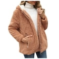 thumbnail image 1 of Gibobby Chamarra de Invierno, Chaqueta de Forro Polar borroso de Invierno para Mujer con Capucha y Bloques de Color con Cremallera y Bolsillos(Beige,XG), 1 of 4