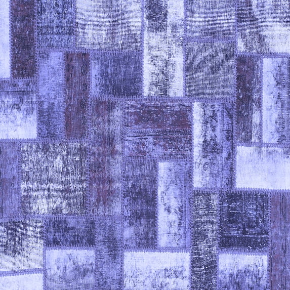Ahgly Company Indoor Square Patchwork Blue Transitional Area Rugs, 6' Square