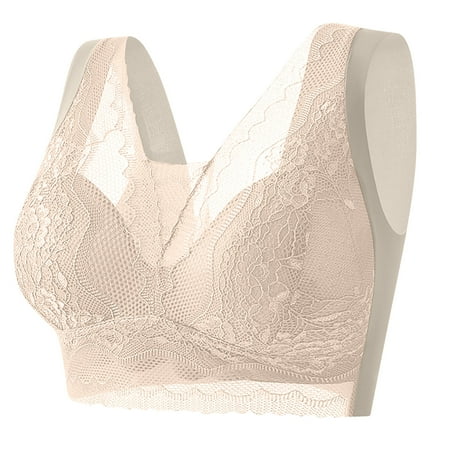 Bigersell Tank Tops Bra in Clearance Women Oversized Lace Thin Lingerie with A Large Chest and No Underwire Sports Bra Push up Sagging and Beautiful Back Daily Bra Wireless Bra Style F-707 White XL