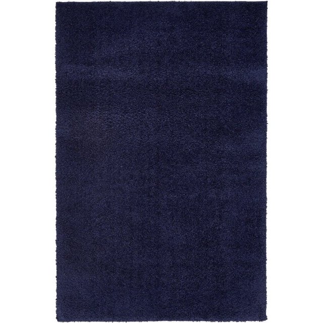 Unique Loom Studio Solid Shag Urban Modern Rug 4' x 6' Rectangle Midnight Blue
