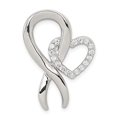 thumbnail image 7 of 925 Sterling Silver Cubic Zirconia Heart Shaped and Breast Cancer Ribbon Pendant, 7 of 7