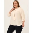 thumbnail image 2 of Women's Plus Size Work Round Neck Ruffle Chiffon Blouse Top Beige 4X, 2 of 5