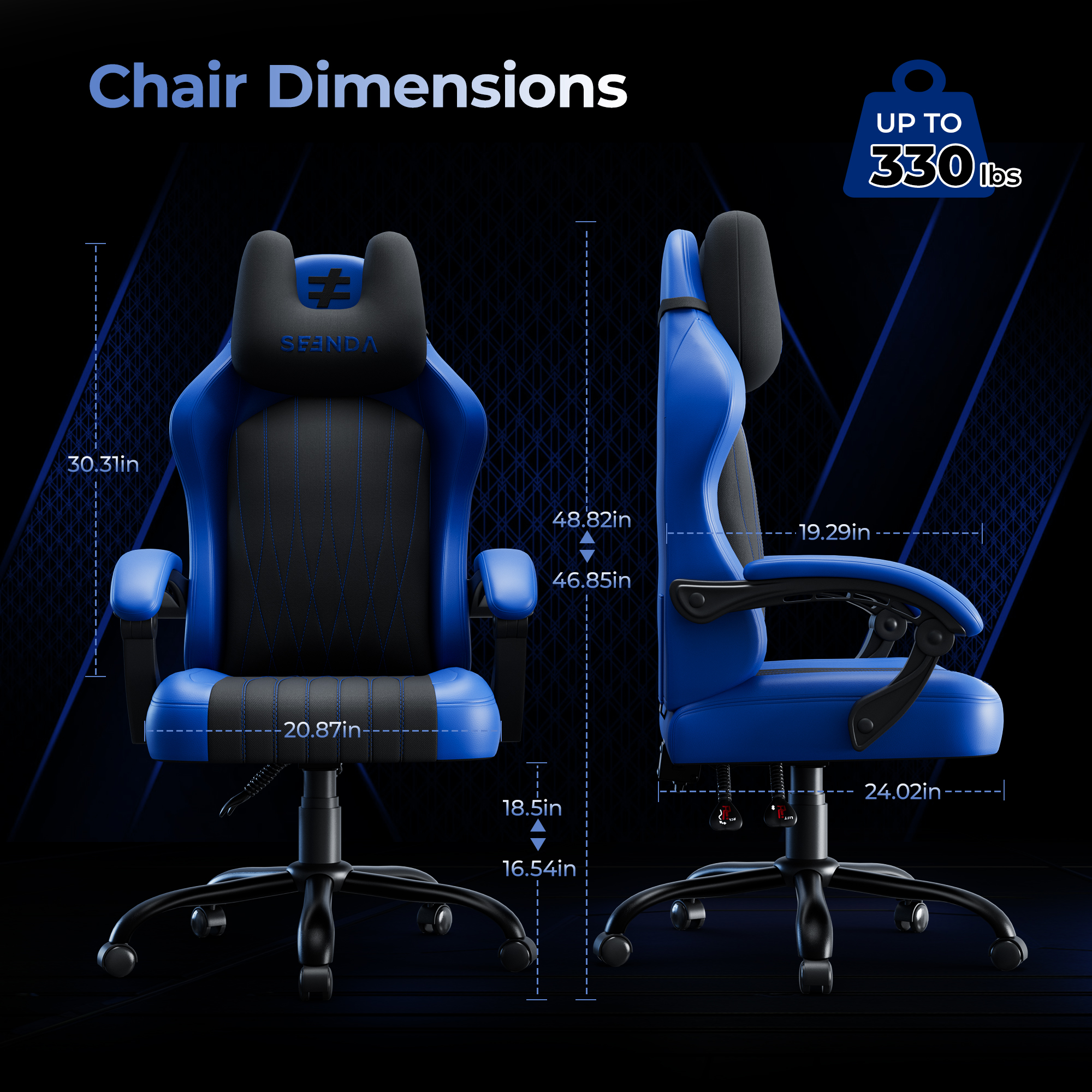 Seenda Gaming Chair, Fabric Comfy Video Gaming Chair, High Back Computer Chair, Adjustable Swivel Office Desk Chair with Headrest and Lumbar Support