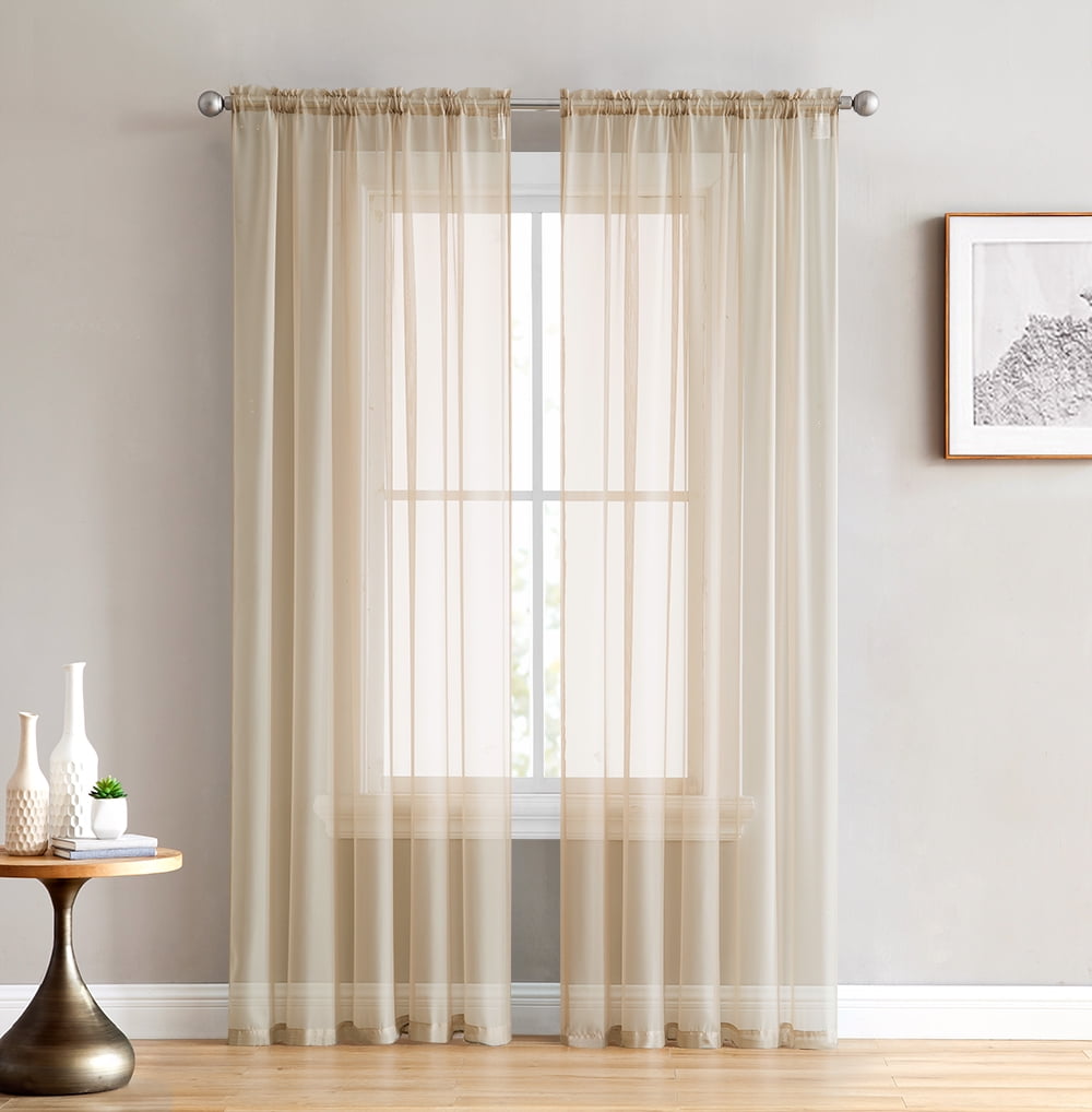HLC.ME Sheer Voile Window Treatment Rod Pocket Curtain Panels for ...