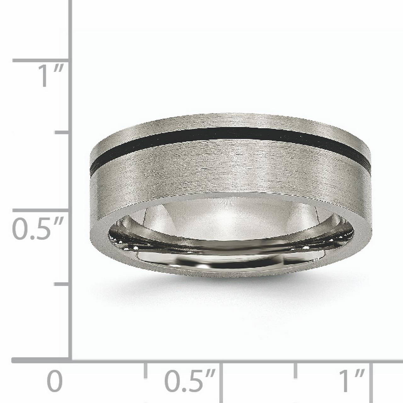 Jewelry Pot Titanium Black Accent Flat 7mm Brushed Engravable Band