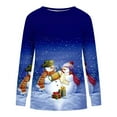 thumbnail image 3 of Ecqkame Christmas Sweatshirt for Women Casual Crew Neck Pullover Sweater Long Sleeve Lightweight Tops A-Blue XXL, 3 of 4
