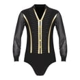 thumbnail image 3 of Alvivi Men's Mesh Long Sleeve V Neck Jumpsuit Leotard Ballroom Samba Latin Dance Costume Black L, 3 of 7